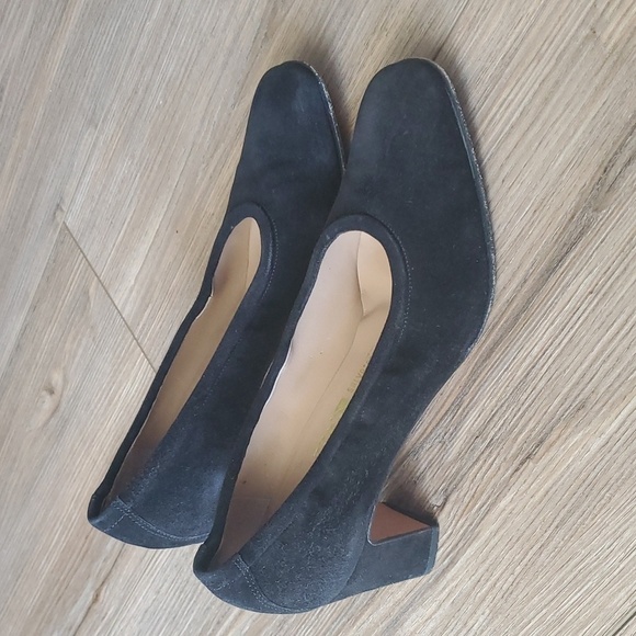 Salvatore Ferragamo Black Suede Block Heels - Picture 1 of 9